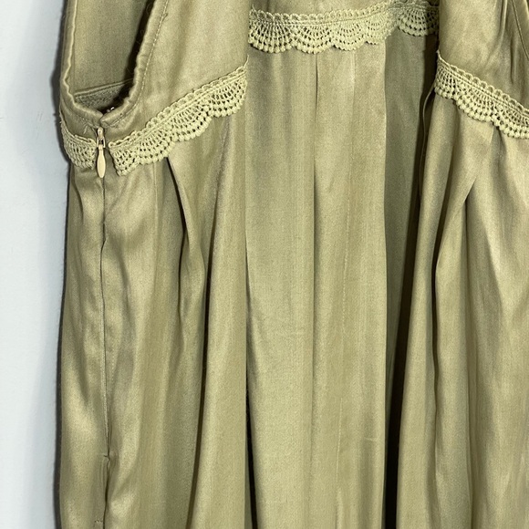 Free People x Brenda Knight Lace Pleated Decorated Wide Leg Overalls Jumpsuit M - Picture 12 of 16